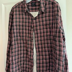 Lucky Brand Men’s Black and Red Casual Button Down Shirt Size XXL